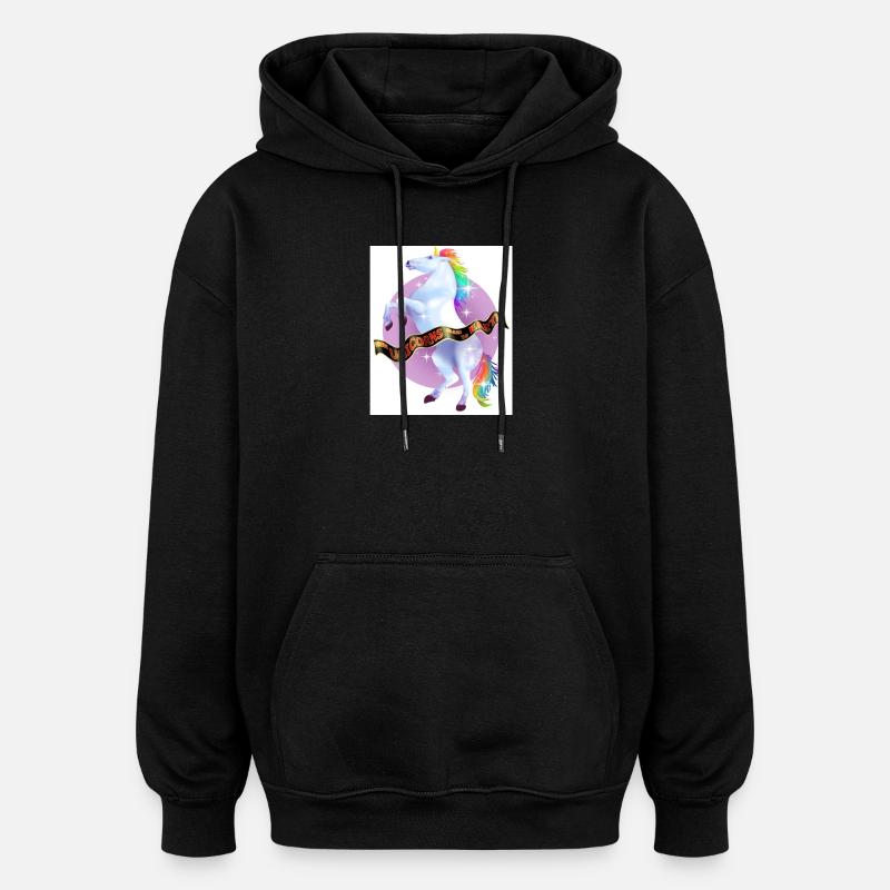 als Einhörner die Erde beherrschten - Oversized Unisex Hoodie - Schwarz