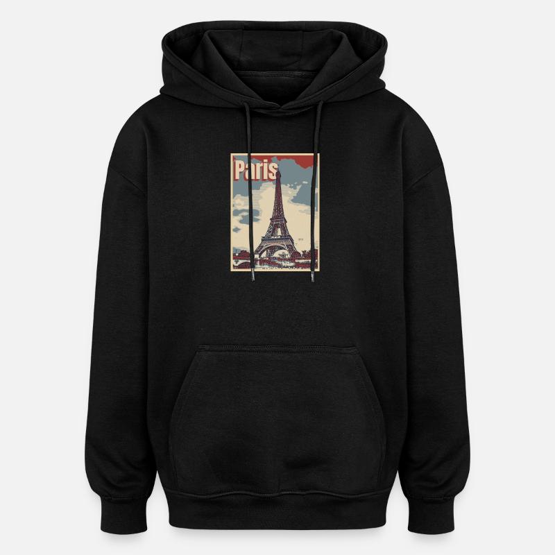 Paris Ville de l’amour - Sweat à capuche oversize unisexe - noir