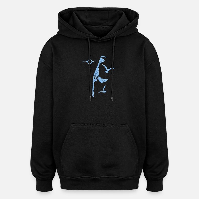 Conception de Sylt bleu - Sweat à capuche oversize unisexe - noir
