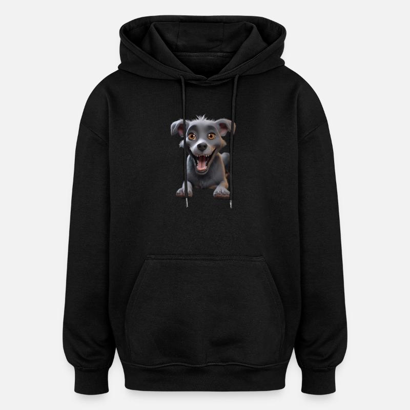 Wartender Hund - Oversized Unisex Hoodie - Schwarz