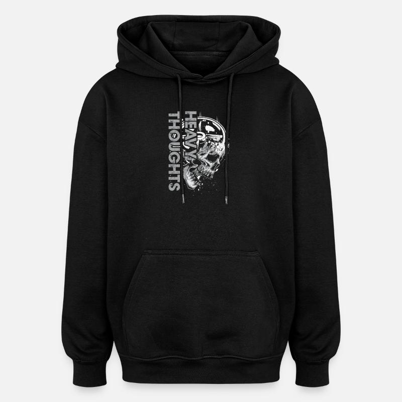 Totenkopf Vinyl Pulse Grafik - Oversized Unisex Hoodie - Schwarz