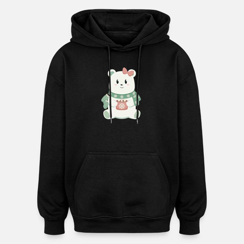 Ours polaire avec arc - Sweat à capuche oversize unisexe - noir