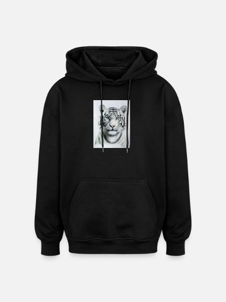 White Tiger - Weisser Tiger - Oversized Unisex Hoodie - black
