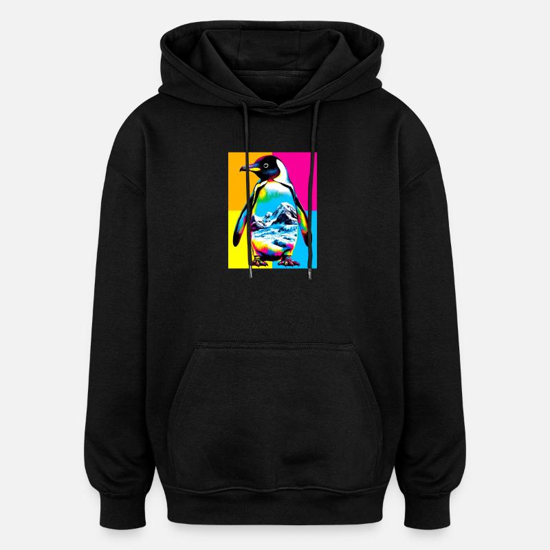pingouin - Sweat à capuche oversize unisexe - noir