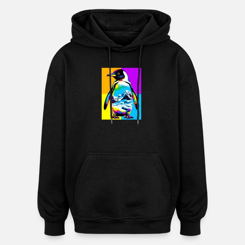 Pinguin - Oversized Unisex Hoodie - Schwarz