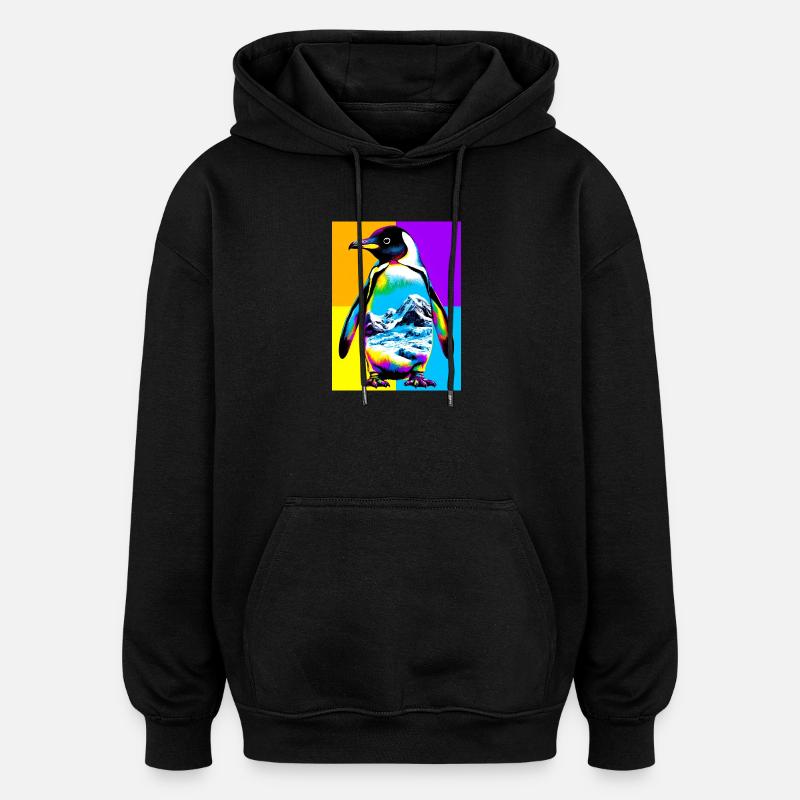 Pinguin - Oversized Unisex Hoodie - Schwarz