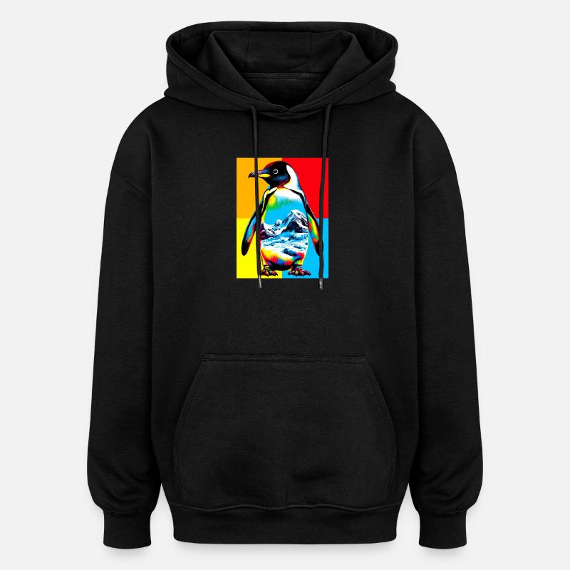 Pinguin - Oversized Unisex Hoodie - Schwarz