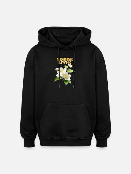 Elegant Jasmine Blossom Design - Oversized Unisex Hoodie - black