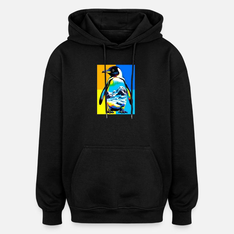 pingouin - Sweat à capuche oversize unisexe - noir