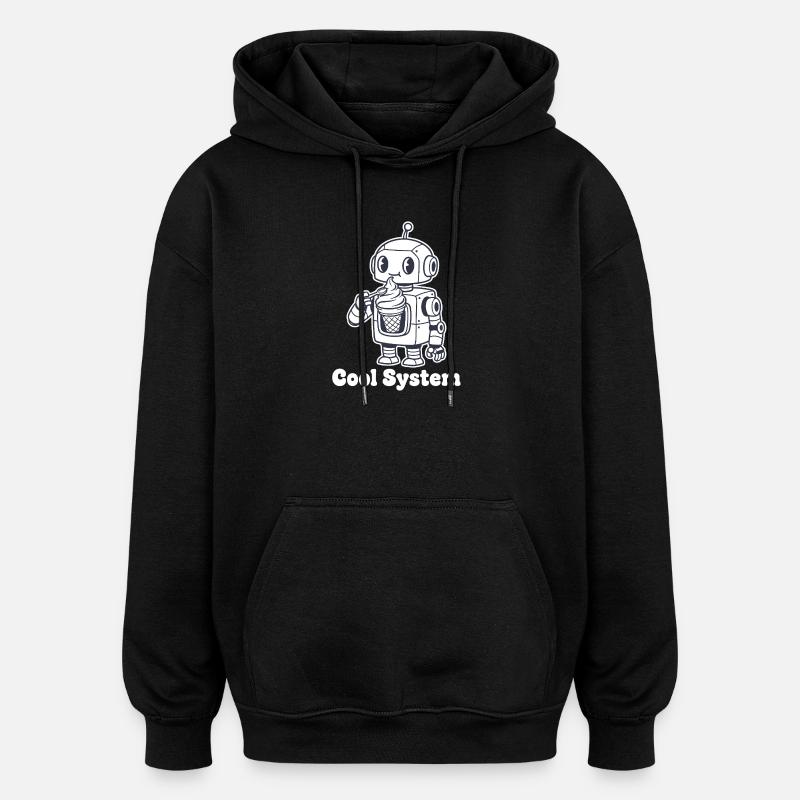 Robot avec une glace - Sweat à capuche oversize unisexe - noir