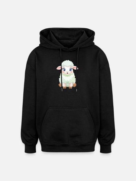 Pastel Lamb Fluffy - Oversized Unisex Hoodie - black
