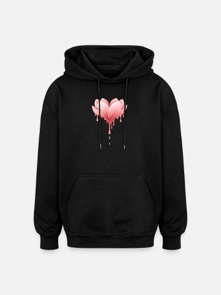 Lotus flower with drops illustration - Oversized Unisex Hoodie - black