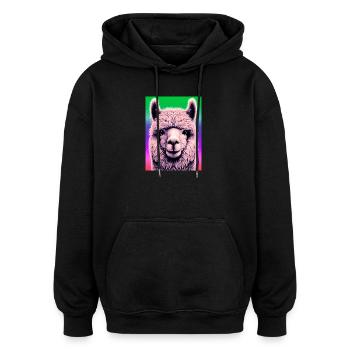 Alpaca - Oversized Unisex Hoodie - black - Front - Noah (186cm)