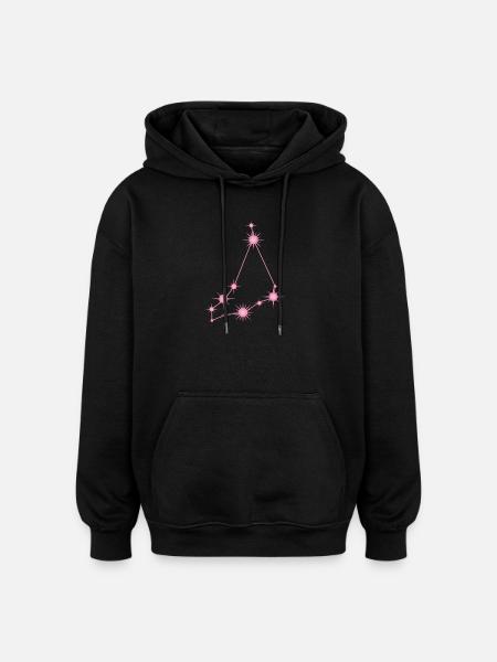 Steinbockstern Sternbild Tierkreis Pastellrosa - Oversized Unisex Hoodie - Schwarz