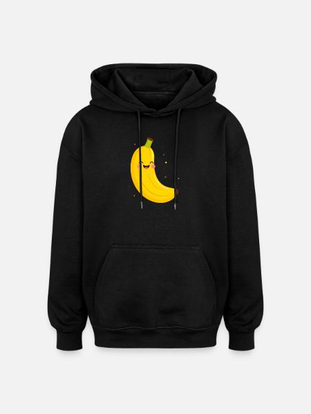 Joyeux dessin animé de banane - Sweat à capuche oversize unisexe - noir