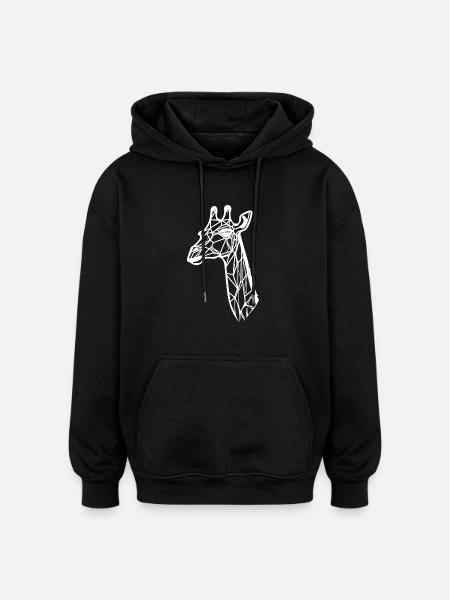 Slender Giraffe Geometric Lines Style - Oversized Unisex Hoodie - black