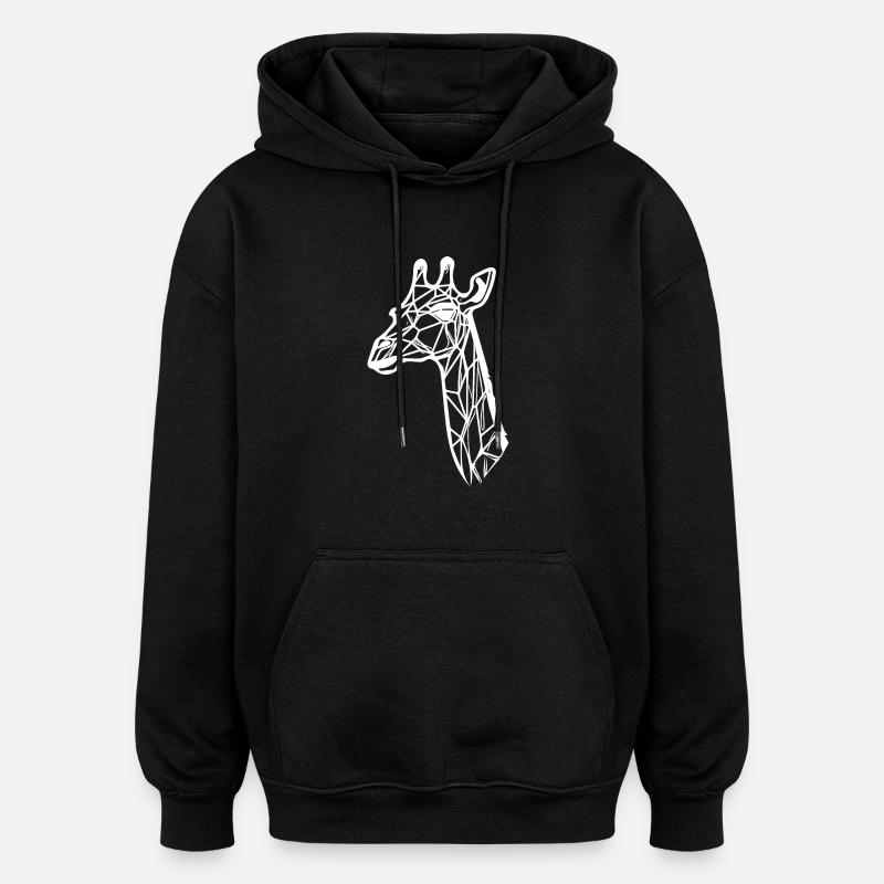 Slender Giraffe Geometric Lines Style - Oversized Unisex Hoodie - black