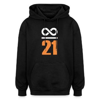 Unendlich durch 21 Millionen Bitcoin - Oversized Unisex Hoodie - Schwarz - Vorne - Noah (186cm)