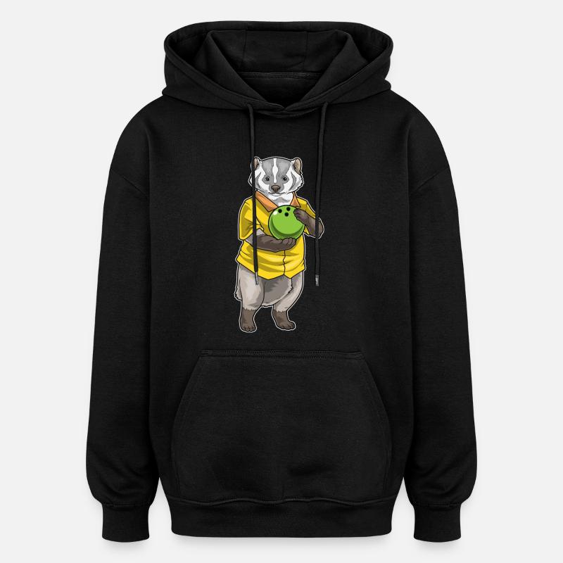 Badger Bowling Bowling Ball - Oversized Unisex Hoodie - black
