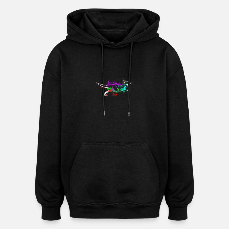 Splash art Dinosaur velociraptor - Sweat à capuche oversize unisexe - noir