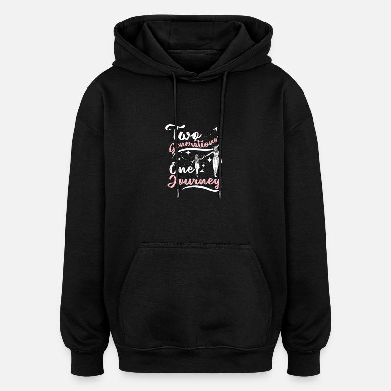 Mère-Fille deux générations en voyage - Sweat à capuche oversize unisexe - noir
