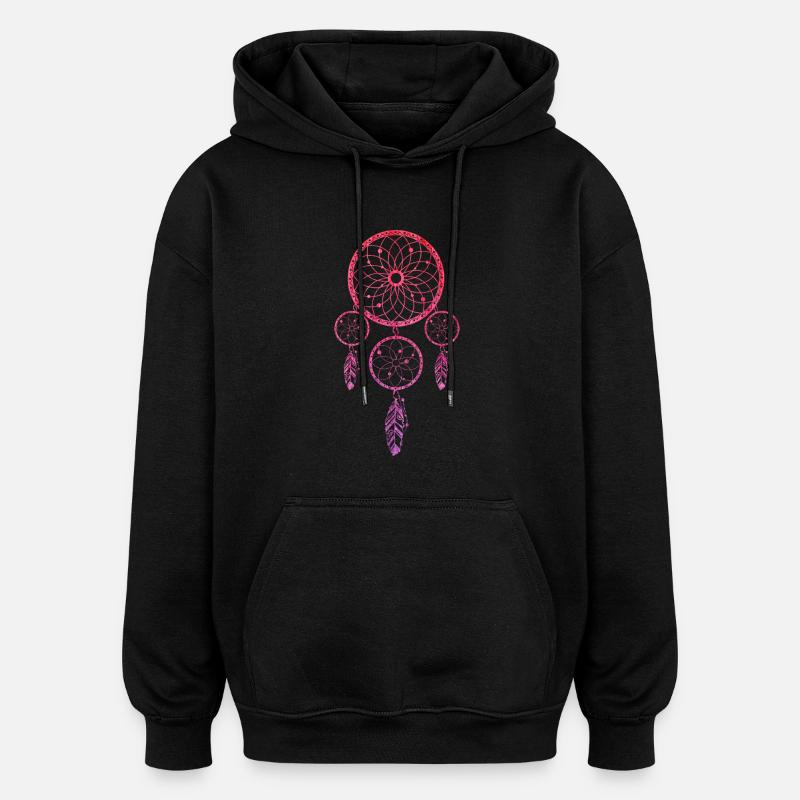 Attrape rêve Rose - Sweat à capuche oversize unisexe - noir