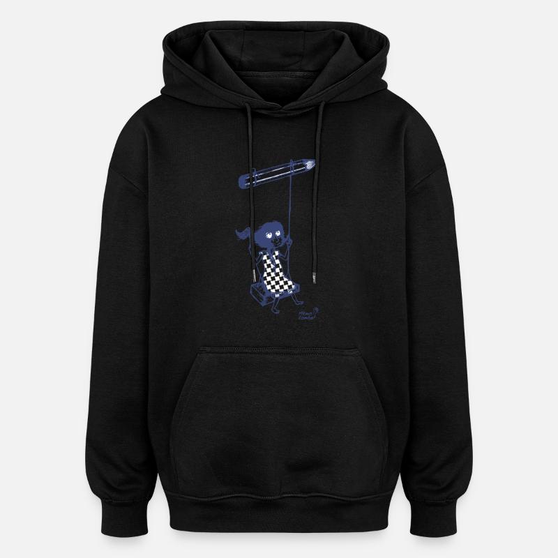 crayon & liberté - Sweat à capuche oversize unisexe - noir