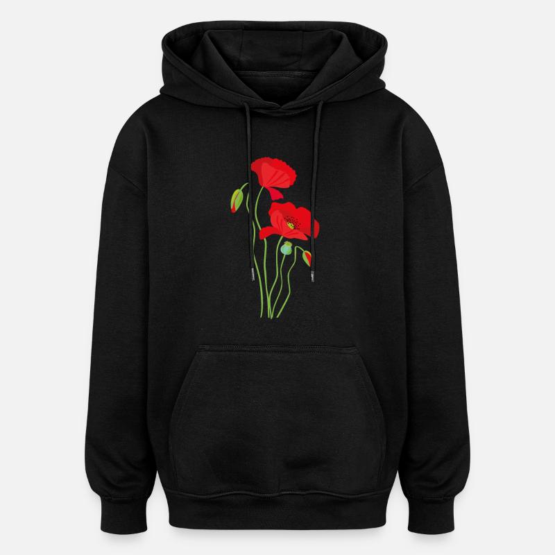Coquelicot - conception de fleurs - Sweat à capuche oversize unisexe - noir