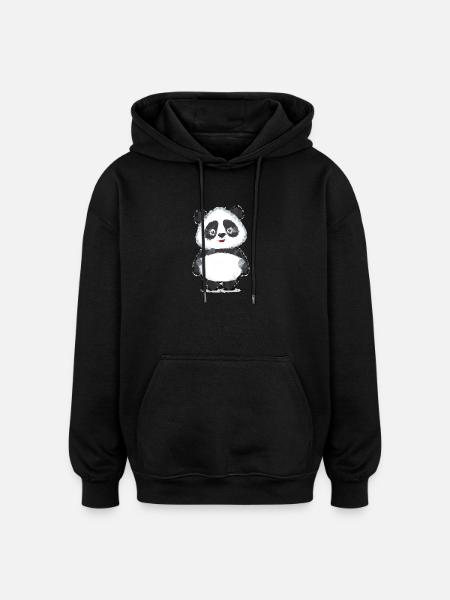 Panda Polygon - Oversized Unisex Hoodie - Schwarz