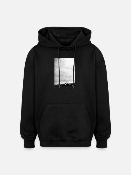 Regen auf Glas Monochrom - Oversized Unisex Hoodie - Schwarz