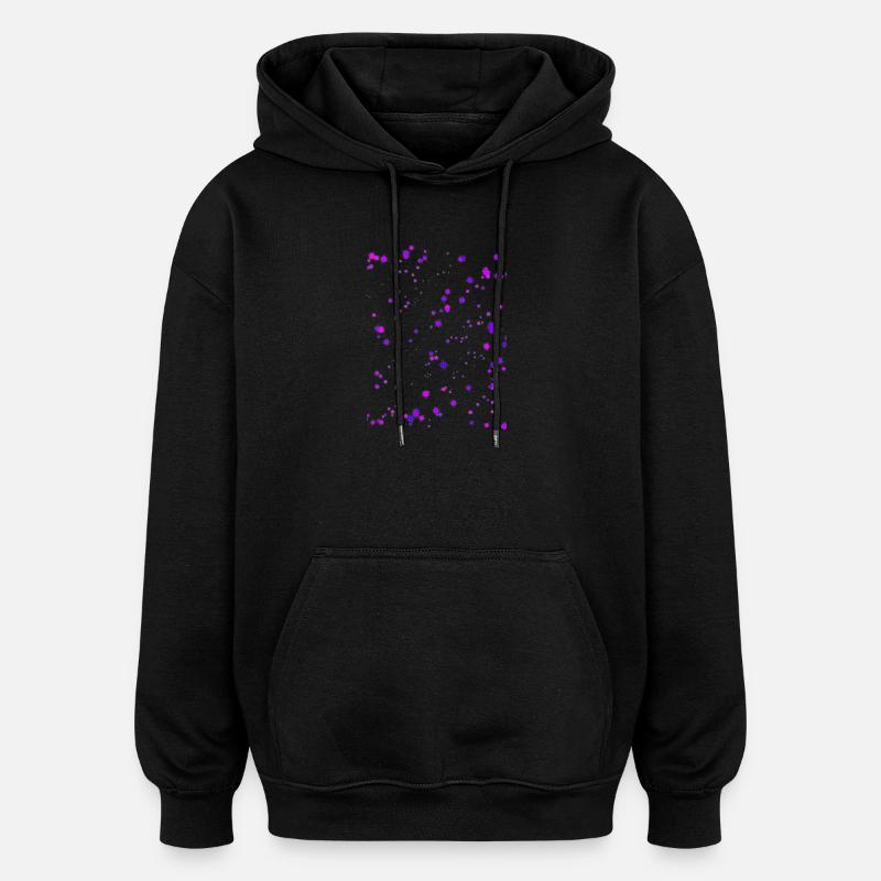 Lila Farbsprenkel - Oversized Unisex Hoodie - Schwarz