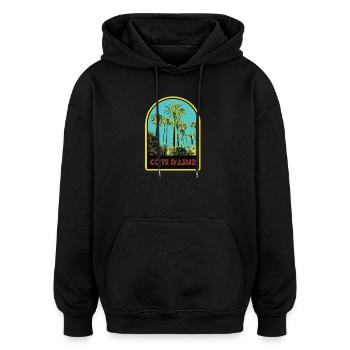 llustration emblematische Palmen, Còte d'Azur - Oversized Unisex Hoodie - Schwarz - Vorne - Noah (186cm)