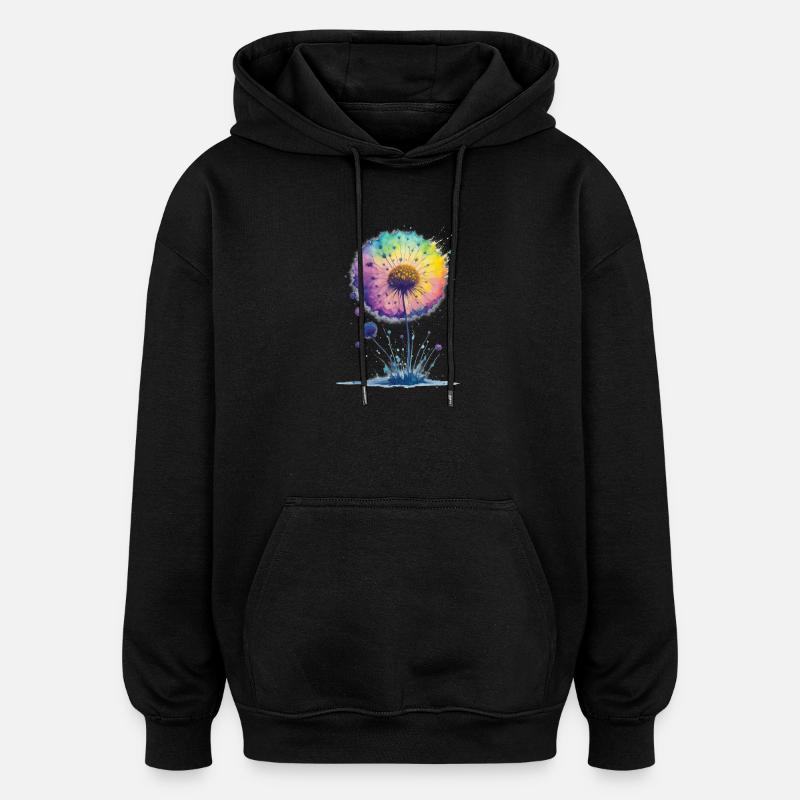 Fleur - Sweat à capuche oversize unisexe - noir