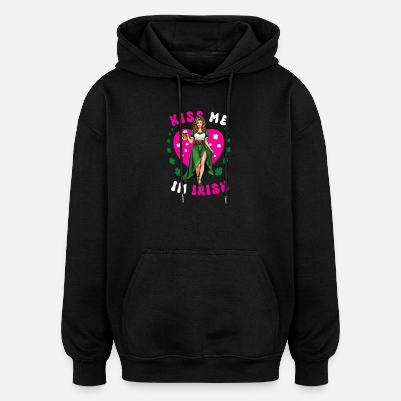 Küss mich, ich bin Irin - Oversized Unisex Hoodie - Schwarz