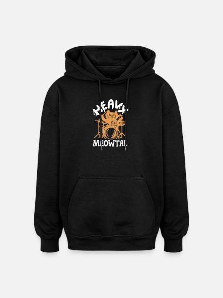 Schlagzeuger Katze - Oversized Unisex Hoodie - Schwarz
