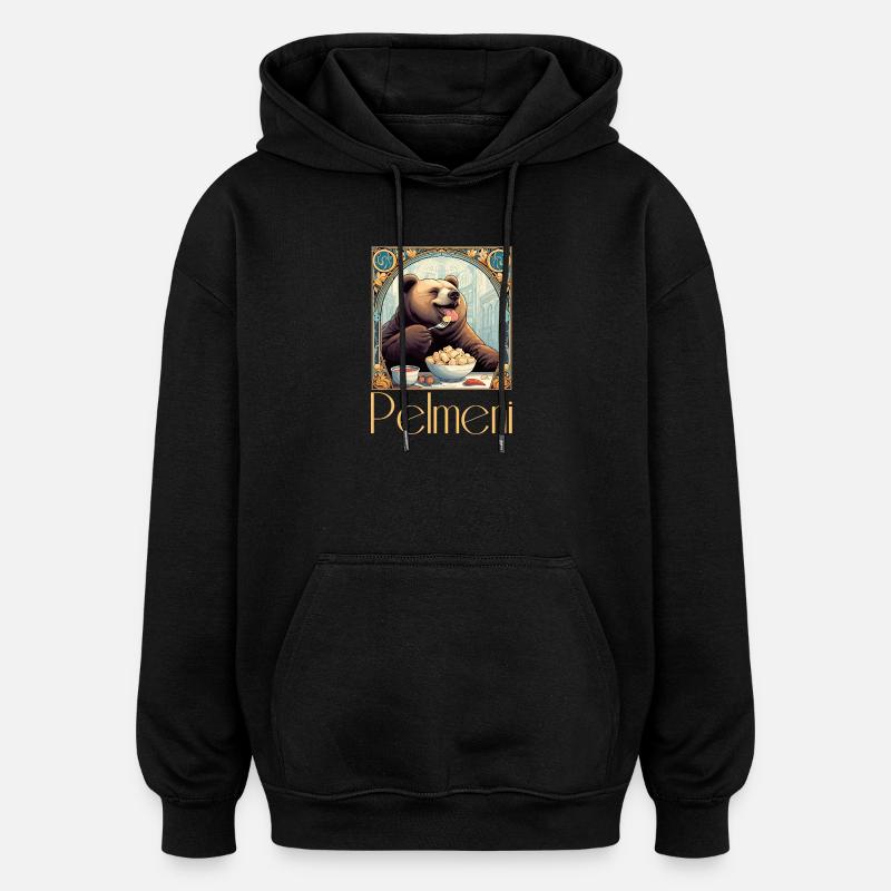 Ours Pelmeni Cadeau Russe - Sweat à capuche oversize unisexe - noir