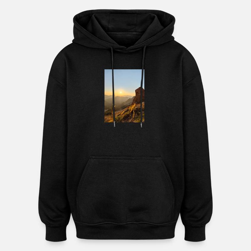 Coucher de soleil - Sweat à capuche oversize unisexe - noir