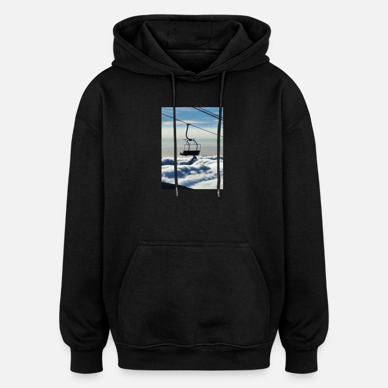 Wolkenmeer und Sessellift - Oversized Unisex Hoodie - Schwarz