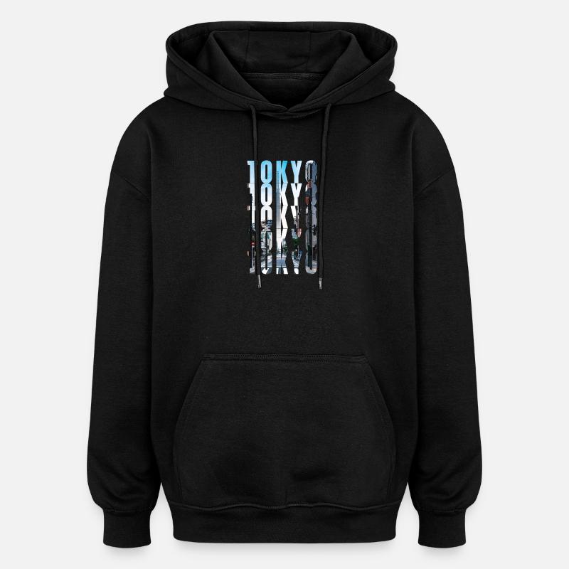 Horizon de Tokyo - Sweat à capuche oversize unisexe - noir