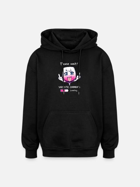 Sarcastic wine glass - Oversized Unisex Hoodie - black
