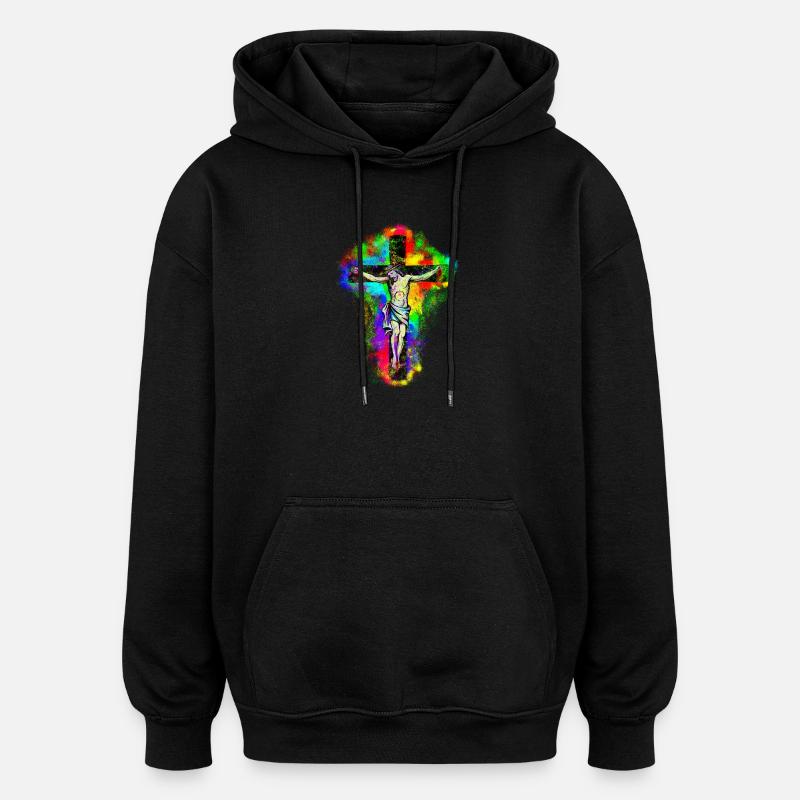 Croix de Jésus-Christ - Sweat à capuche oversize unisexe - noir