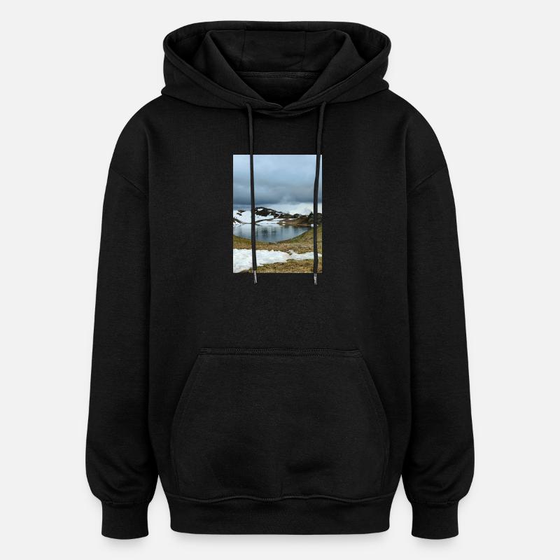 Lac rond en Oisans - Sweat à capuche oversize unisexe - noir