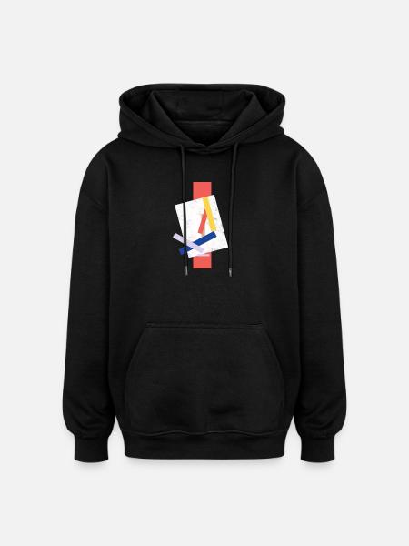 Abstrakte Farbblock Muster verzerrtes Gesicht - Oversized Unisex Hoodie - Schwarz