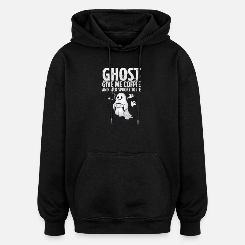 Gruselige Kaffeegeist-Illustration - Oversized Unisex Hoodie - Schwarz