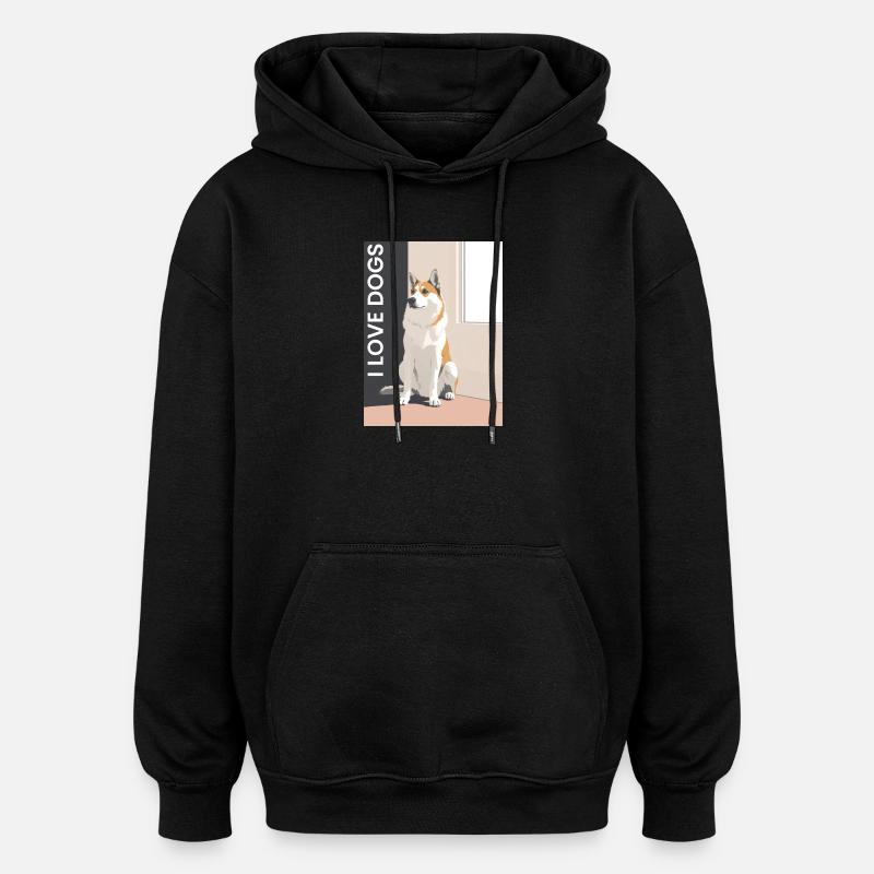 Hundeporträt mit Love Botschaft - Oversized Unisex Hoodie - Schwarz