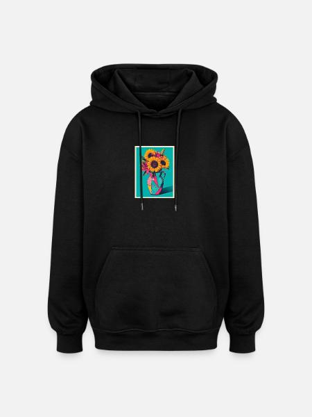 Pop Art Flower Vase - Oversized Unisex Hoodie - black