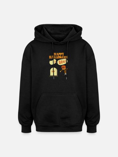 Halloween Cartoon Pumpkin Ghost - Oversized Unisex Hoodie - black