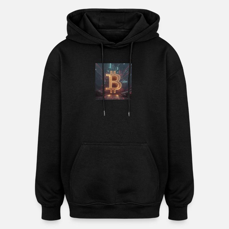 Bitcoin Machtentfaltung – Dynamische Energie - Oversized Unisex Hoodie - Schwarz