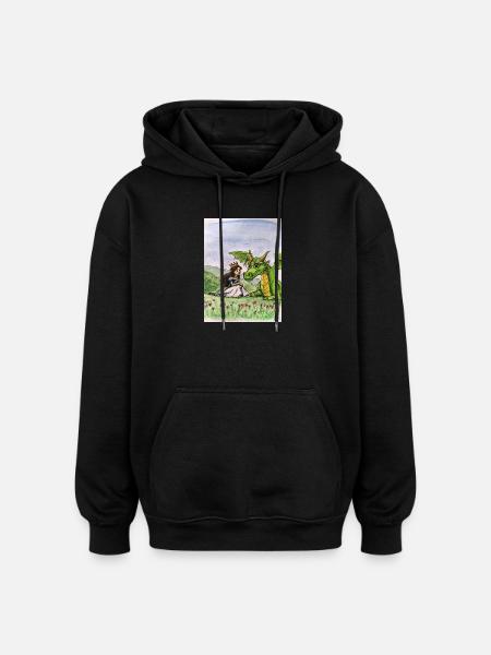 Princess and Dragon Meadow Bond - Oversized Unisex Hoodie - black