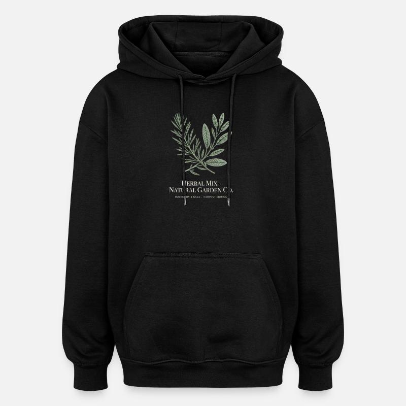 Mélange d’herbes – romarin et sauge - Sweat à capuche oversize unisexe - noir